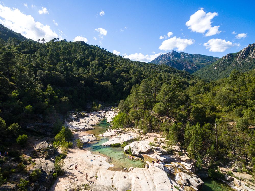 The natural swimming pools of Cavu in the village of Sainte Lucie de Porto Vecchio in South Corsica